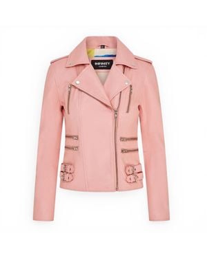 Infinity Leather Babypink Leather Brando Biker Jacket-Orlando