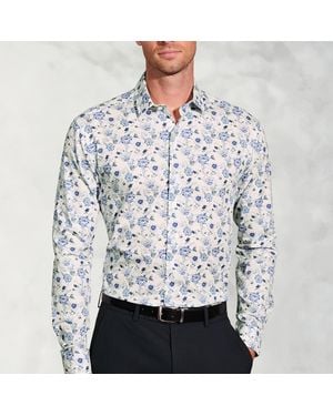 Brook Taverner Regular Fit Ornate Floral Print Cotton Shirt - Grey