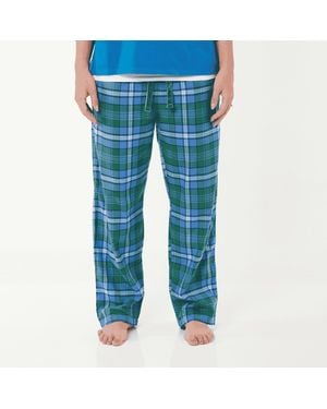 Lounge Loungewear Bottoms/Pants Organic Brushed Cotton And Check - Blue