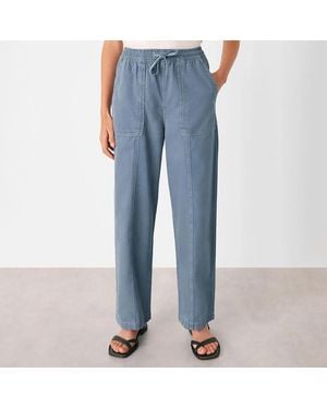 Whistles Contrast Stitch Cotton Trousers - Blue
