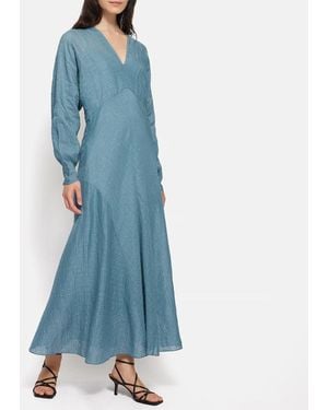 Jigsaw Silk Linen Gauze Maxi Dress - Blue