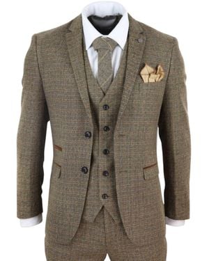 Paul Andrew 3 Piece Tweed Check Vintage Retro Suit - Green