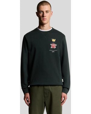 Lyle & Scott Rose And Crown Graphic Crew Neck - Black
