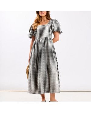 Needs No Label Gingham Midi Dress - Blue