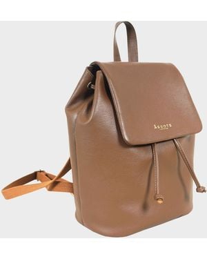 Assots London Grace' Full Grain Leather Flap-Over Backpack - Brown