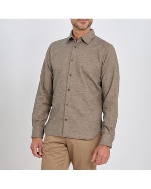 Oliver Sweeney Taupe Morais Oxford Cotton Shirt - Grey