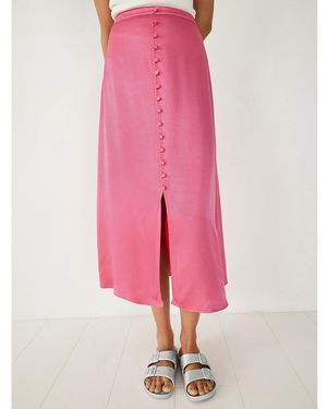 Hush Marisa Satin Midi Skirt - Pink