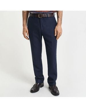 GANT Flannel Herringbone Suit Trousers - Blue