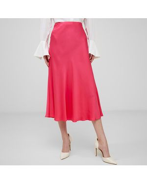 French Connection Satin Midi Skirt - Red