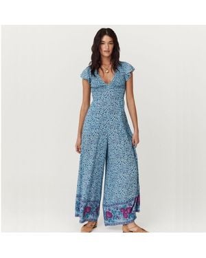 Spell Love Jetty Shirred Jumpsuit - Blue