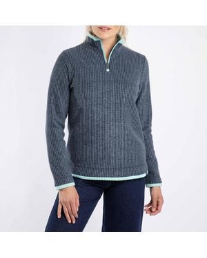 Weird Fish 1/4 Zip Grid Fleece - Blue