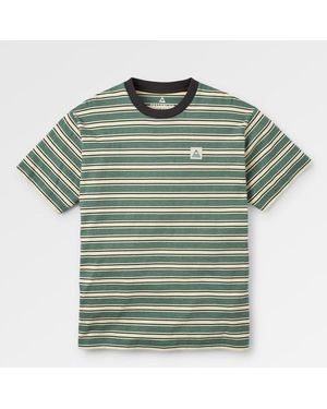 Passenger Stripe Retro Relaxed Fit Cotton T-Shirt - Green