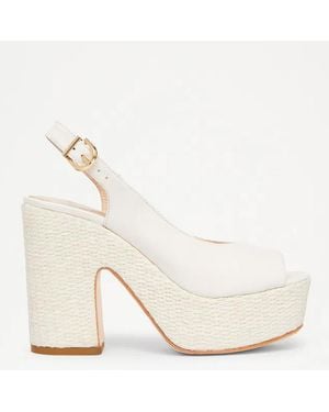 Russell & Bromley Slingback Platform Peep Toe Sandal - Natural