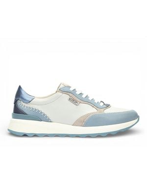 Pikolinos Denim Leather Lace Up Trainer Trainers Shoes - Blue