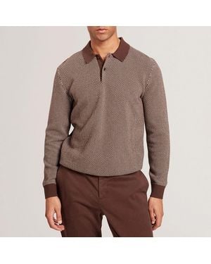 Ted Baker Ardo Small Stitch Knitted Polo Jumper - Brown
