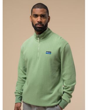 Penfield Sage Textured Half Zip Funnel Jumper - Green