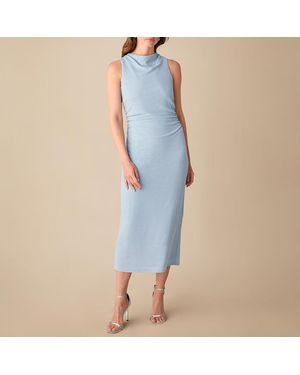 Ro & Zo Petite Maeva Sparkle Jersey High Neck Midi Dress - Blue