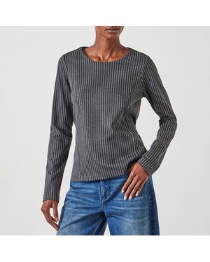 Hush Pinstripe Tie Back Seamed Top - Grey