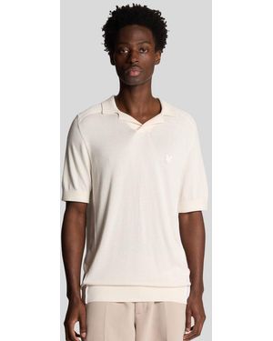 Lyle & Scott Seam Tipped Knitted Polo Shirt - Natural