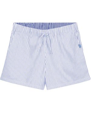 Lounge Loungewear Shorts Organic Brushed Cotton And Stripes - Blue
