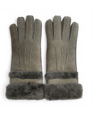 Infinity Leather Genuine Sheepskin Suede Gloves With Roll Up/Down Cuff - Green