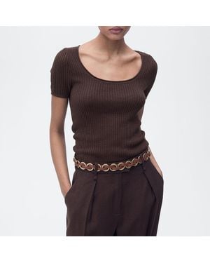 Mango Linen-Blend Knitted Jumper - Black