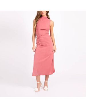 Little Mistress Coral Jersey Midaxi Dress - Pink