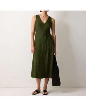 Jigsaw Linen Viscose Stitch Dress - Green