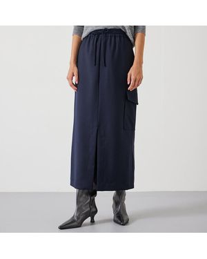 Hush Aria Cargo Wool Maxi Skirt - Blue