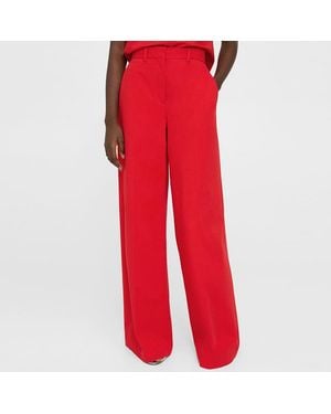 Theory Wide Leg Cotton Blend Trousers - Red
