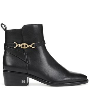 Sam Edelman Brawley Leather Heeled Ankle Boots - Black