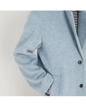 Wyse Drawn Cloth Dylan Wool Blend Coat - Blue