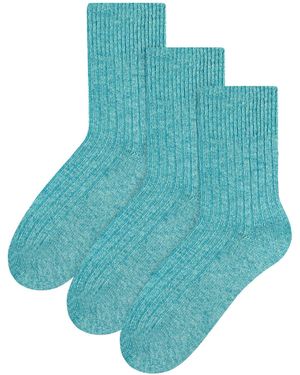 Steve Madden 3 Pack Ladies Original Wool Dress Socks - Blue