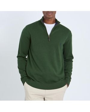 Joules Hillside Cotton 1/2 Zip Jumper - Green