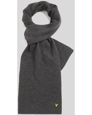 Lyle & Scott Lambswool Blend Ribbed Scarf - Grey