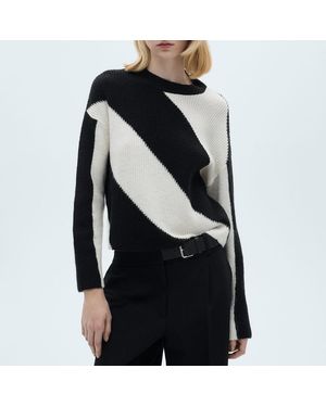 Mango Knit Striped Jumper - Black
