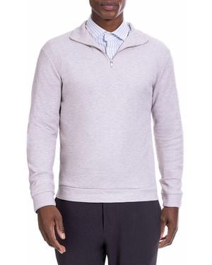 Reiss Oatmeal Albery Waffle Half Zip Jumper - Purple