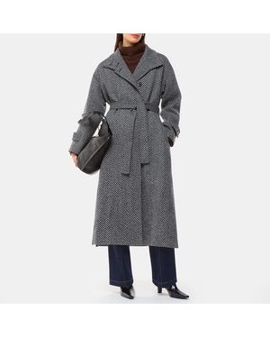 Whistles Cosette Funnel Neck Wool Blend Coat - Grey