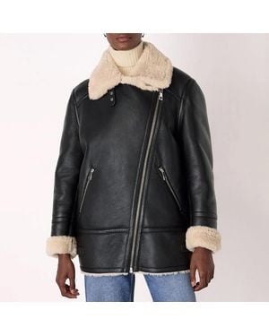 Whistles And Faux Fur Aviator Jacket - Black