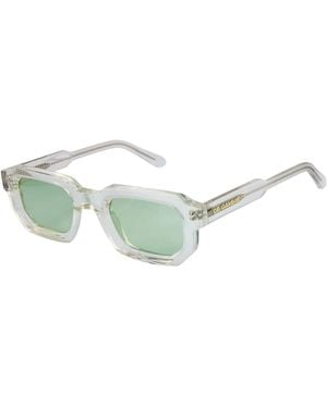 Infinity Leather De-Gamme Bold Geometric Rectangle Polarized Sunglasses - Green