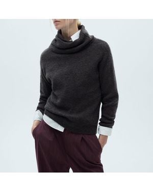 Mango Wool Blend Slouchy Roll Neck - Black