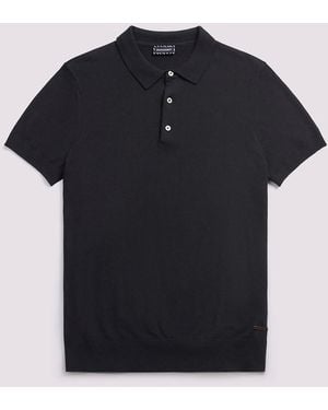 Duchamp Short Sleeve Knit Cotton Blend Polo Shirt - Black