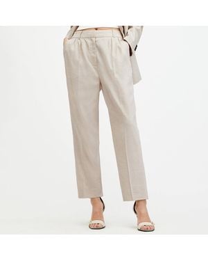 AllSaints Whitney Straight Leg Linen Blend Trousers - Natural