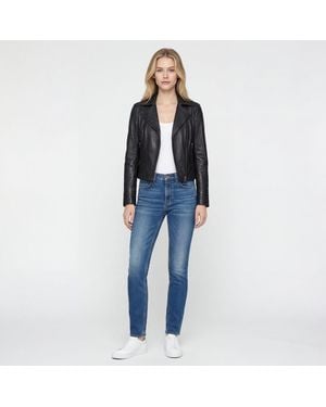 Elle Armin Leather Biker Jacket - Blue