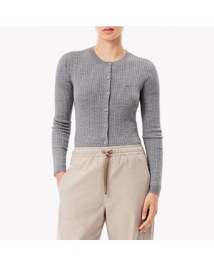 Lacoste Button Up Wool Cardigan - Grey