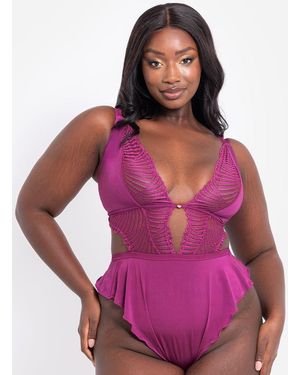 Scantilly After Hours Stretch Lace Teddy Orchid - Purple