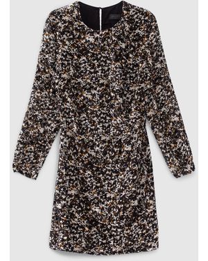 IKKS Printed Dress With Epaulets Printed - Black