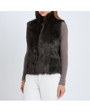 Max and Zac London Chocolate Reversible Shearling Gilet - Black