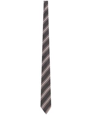 Saint Laurent Striped Wide Tie - Grey