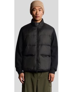 Lyle & Scott Funnel Neck Hybrid Zip Through Jumper - Black